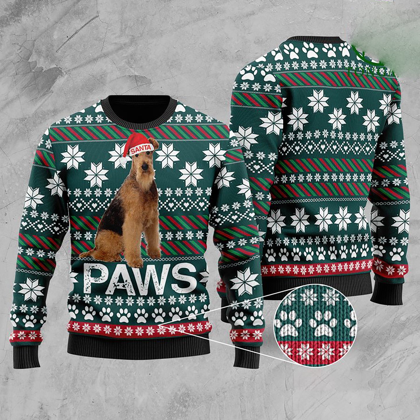 Airedale Terrier Santa Printed Christmas Ugly Sweater, Christmas Ugly Sweater, Christmas Gift, Gift Christmas 2024