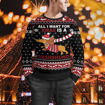 Alles, was ich mir zu Weihnachten wünsche, ist ein Dackelpullover – hässlicher Weihnachtspullover – hässlicher Dackelpullover – Weihnachtsgeschenkidee für die Familie