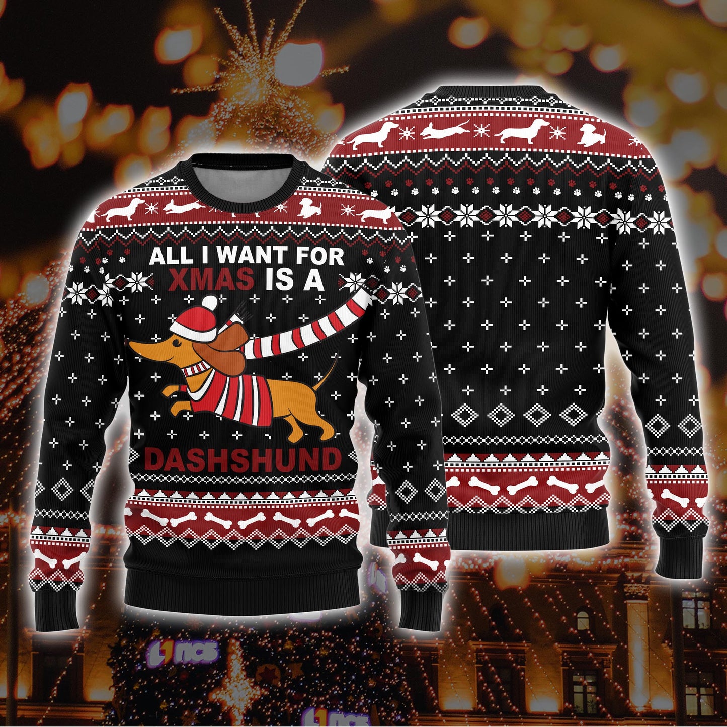 Alles, was ich mir zu Weihnachten wünsche, ist ein Dackelpullover – hässlicher Weihnachtspullover – hässlicher Dackelpullover – Weihnachtsgeschenkidee für die Familie