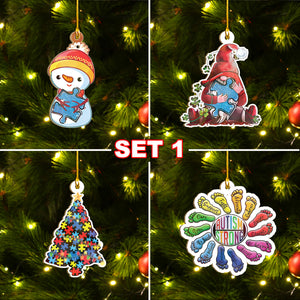 Autism Awareness Ornaments Set, Autism Christmas Ornaments, Autism Ornaments Set Family Gift Idea