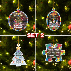 Autism Awareness Ornaments Set, Autism Christmas Ornaments, Autism Ornaments Set Family Gift Idea