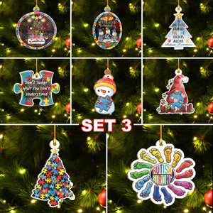 Autism Awareness Ornaments Set, Autism Christmas Ornaments, Autism Ornaments Set Family Gift Idea