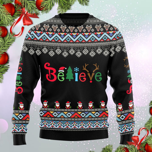 Believe Christmas Wool Ugly Sweater, Christmas Ugly Sweater, Christmas Gift, Gift Christmas 2024