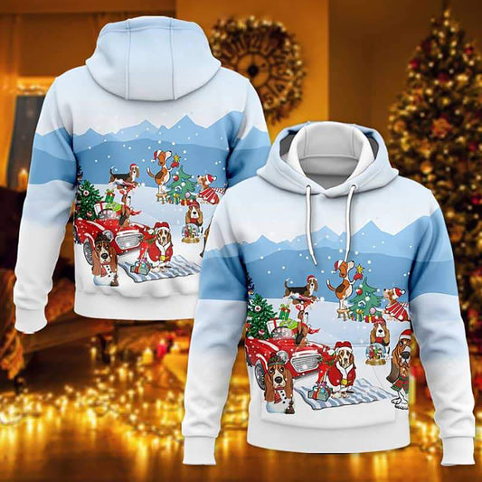 Basset Hound Christmas 3D Hoodie, Christmas Gift, Gift Christmas 2024