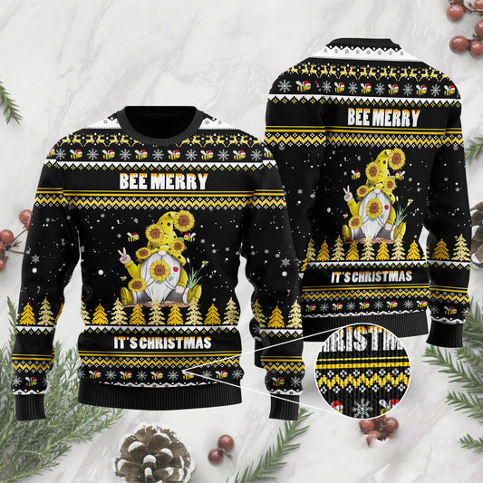 Bee Merry It's Christmas Gnome Ugly Christmas Sweater, Christmas Ugly Sweater, Christmas Gift, Gift Christmas 2024