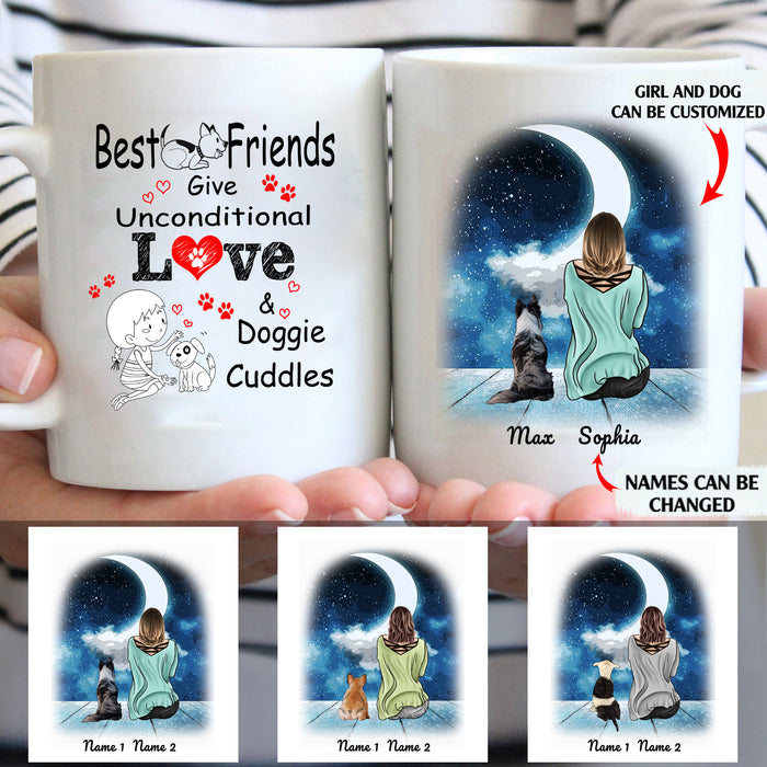 Best friends give inconditional love custom christmas mugs