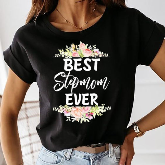 Best stepmom ever mothers day gift flower gifts Tee T shirt22