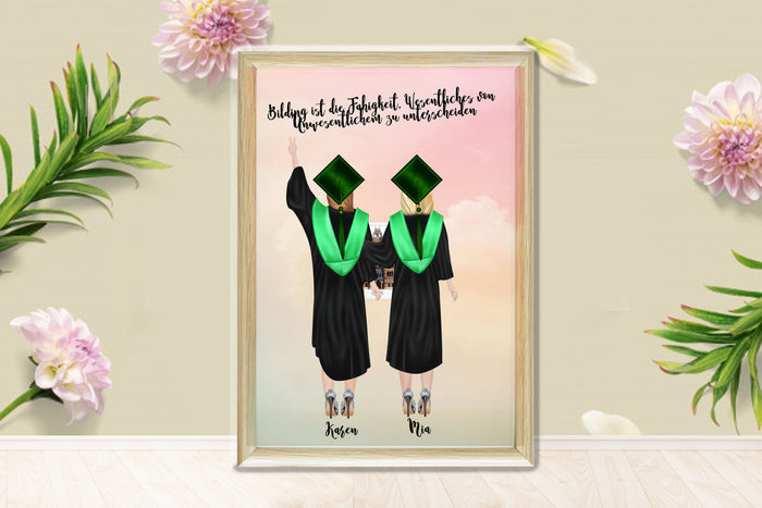 Personalized Picture Two Best Friends Personalized Graduation, Print Friends Graduation Gift, Customized Friends Print Gift, Sisters Print, College Graduation Gift, High School Graduation Gift