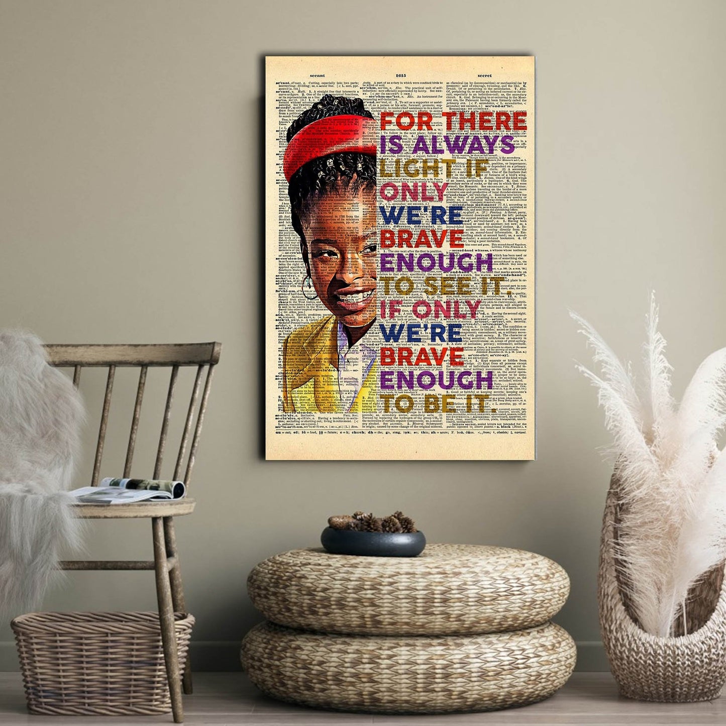 Black Girl – For There Is Always Light, If Only We’re Brave Enough To See It, Gift for Her Canvas, Wall-art Canvas