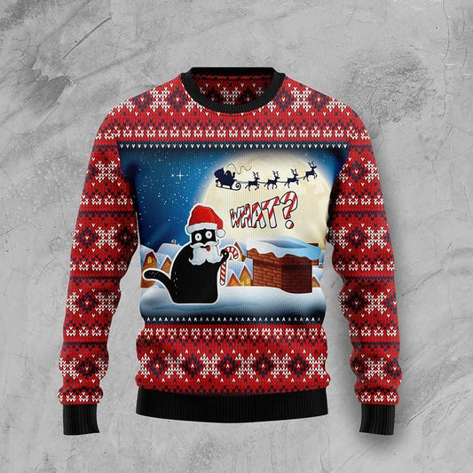 Black Cat What Chimney Ugly Christmas Sweater, Christmas Gift, Gift Christmas 2024