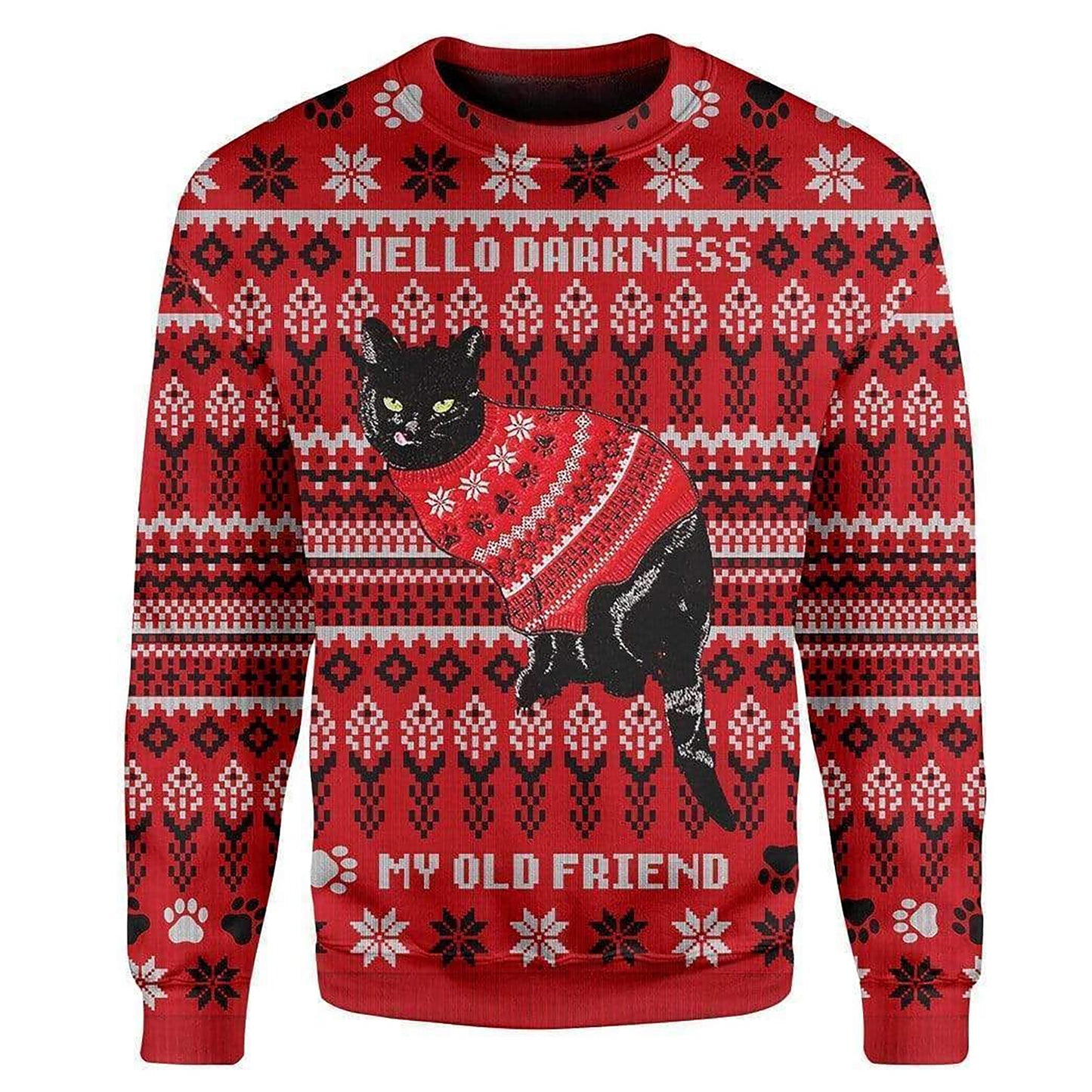 Black Cat wear red sweater Christmas Sweater, Christmas Gift, Gift Christmas 2024