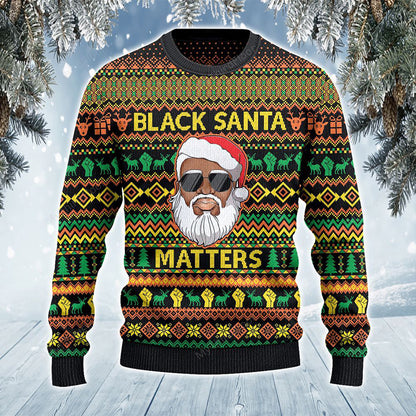 Black Santa Matters All Over Print 3D Ugly Sweater, Christmas Ugly Sweater, Christmas Gift, Gift Christmas 2024