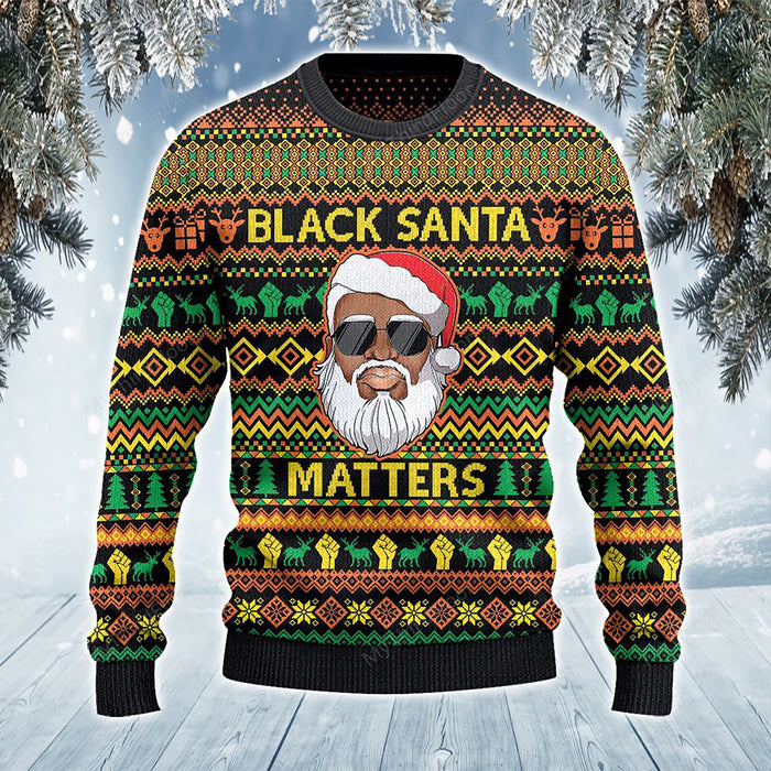 Black Santa Matters All Over Print 3D Ugly Sweater, Christmas Ugly Sweater, Christmas Gift, Gift Christmas 2024