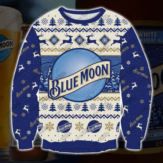 Blue Moon 3D Print Christmas Sweater, Christmas Ugly Sweater, Christmas Gift, Gift Christmas 2024