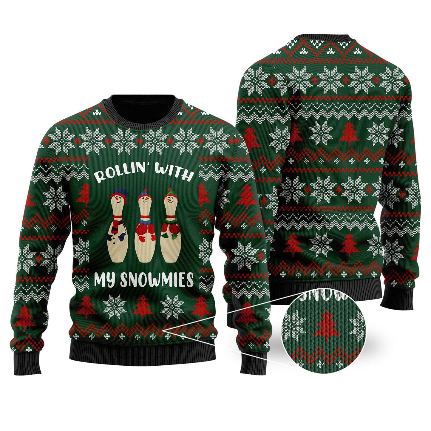 Bowling Rollin With My Snowmies Noel Pattern Ugly Sweater , Christmas Gift, Gift Christmas 2024