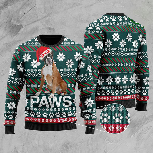 Boxer Santa Printed Christmas Ugly Sweater, Christmas Ugly Sweater, Christmas Gift, Gift Christmas 2024