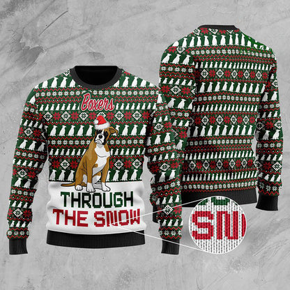 Boxers Through The Snow Christmas Ugly Sweater, Christmas Ugly Sweater, Christmas Gift, Gift Christmas 2024