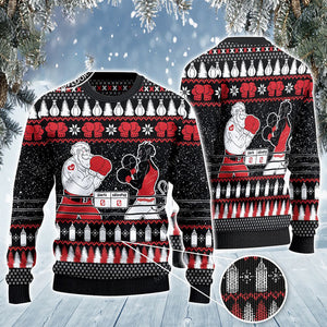 Boxing Lovers Gift Santa vs Krampus All Over Sweater, Christmas Ugly Sweater, Christmas Gift, Gift Christmas 2024