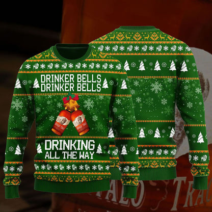 Buffalo Trace Drinker Bells Drinker Bells Drinking Sweater, Christmas Ugly Sweater, Christmas Gift, Gift Christmas 2024