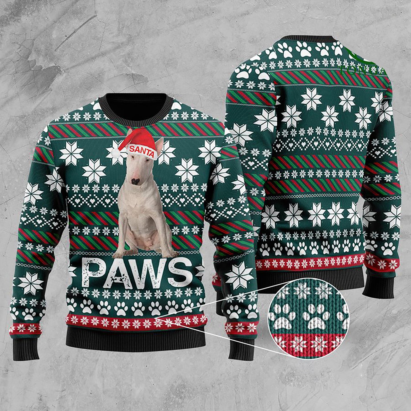 Bull Terrier Santa Printed Christmas Ugly Sweater, Christmas Ugly Sweater, Christmas Gift, Gift Christmas 2024