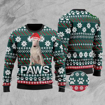 Bull Terrier Santa Printed Christmas Ugly Sweater, Christmas Ugly Sweater, Christmas Gift, Gift Christmas 2024