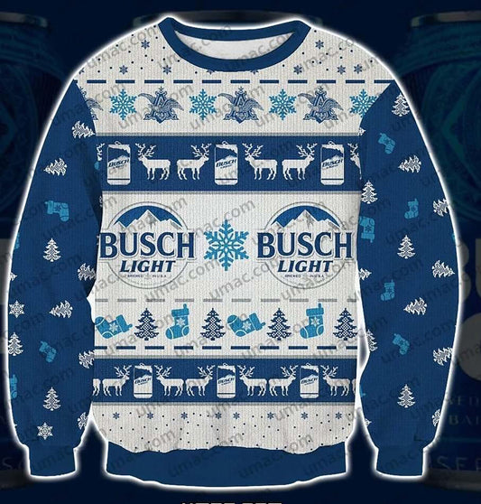 Busch Light 3D Print Christmas Sweater, Christmas Ugly Sweater, Christmas Gift, Gift Christmas 2024