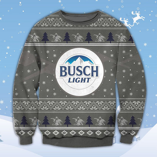 Busch Light Grey Ugly Sweater Christmas, Christmas Ugly Sweater, Christmas Gift, Gift Christmas 2024