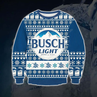 Busch Light beer 3D Print Christmas Sweater, Christmas Ugly Sweater, Christmas Gift, Gift Christmas 2024