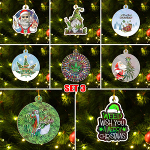 Cannabis Christmas Ornament Set, Merry Kushmas Funny Ornament, Marijuana Leaf Ornament, Funny Christmas Gift Idea