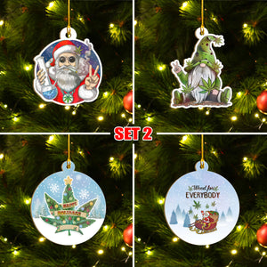 Cannabis Christmas Ornament Set, Merry Kushmas Funny Ornament, Marijuana Leaf Ornament, Funny Christmas Gift Idea