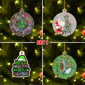 Cannabis Christmas Ornament Set, Merry Kushmas Funny Ornament, Marijuana Leaf Ornament, Funny Christmas Gift Idea