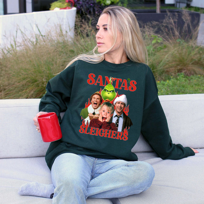 Christmas Sweatshirt, Friends Theme Christmas Sweatshirt, Ugly Sweatshirt, Xmas Sweater, Santa's Sleighers Sweater, Christmas Sweater