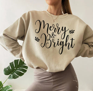 Christmas Sweatshirts for Women, Merry and Bright Sweatshirt, Christmas Holiday Sweatshirt for Women, Christmas Sweatshirt, Christmas Gift