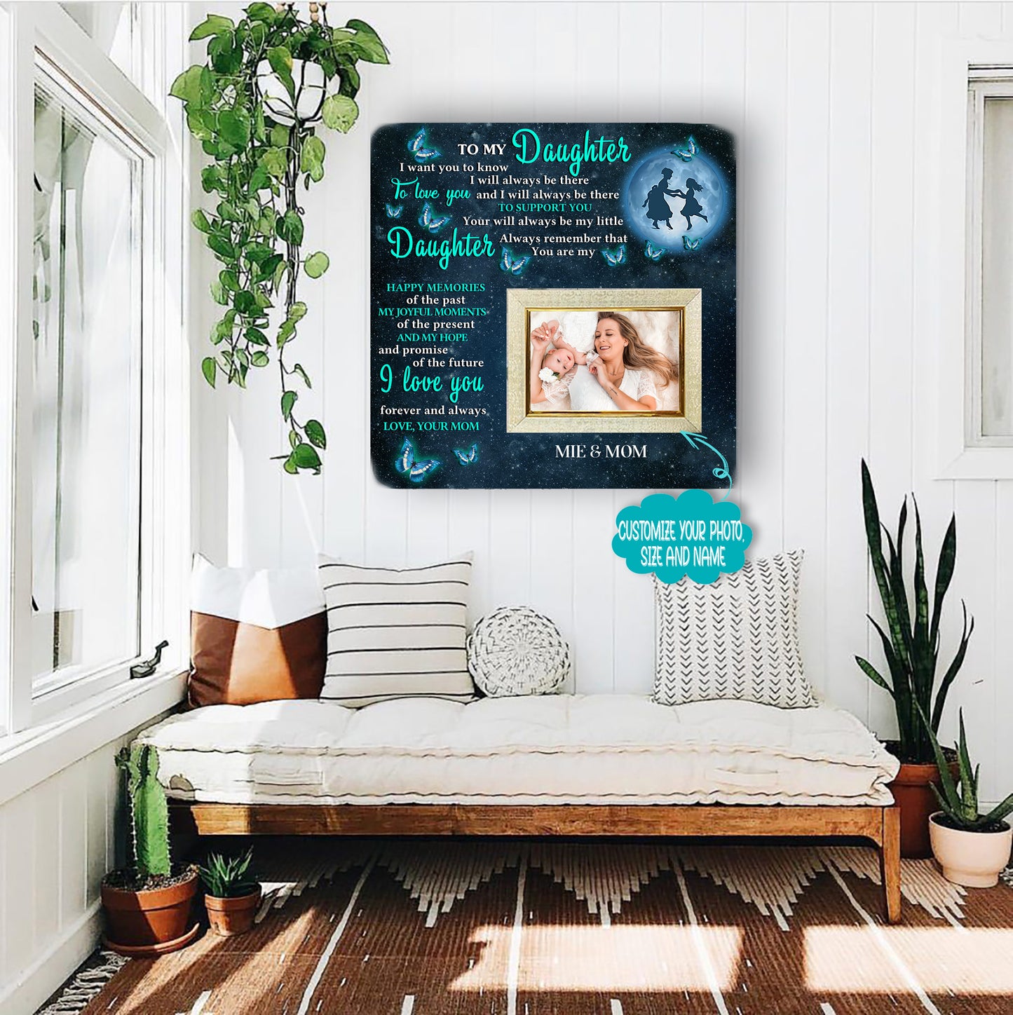 To my daughter i want to know i will always be there Mother & Daughter Engraved Wood Picture Frame Gift For Mother's Day