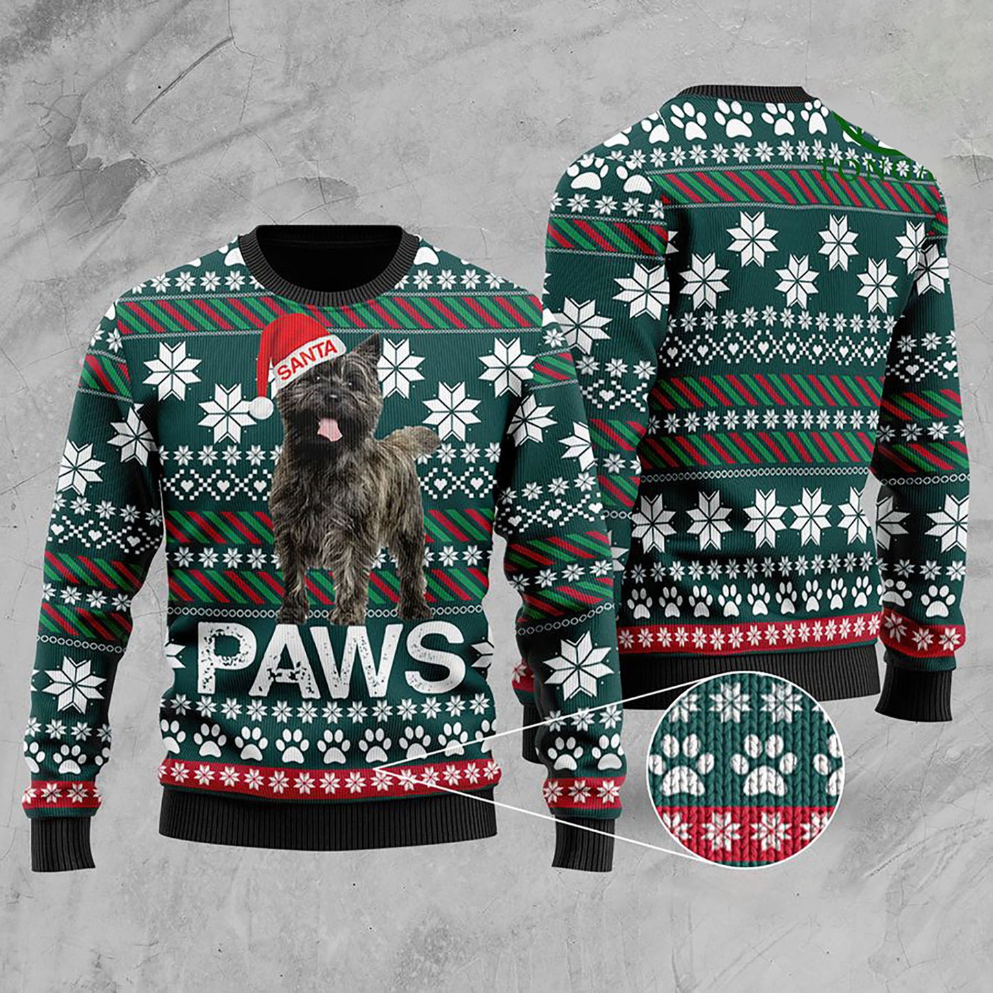 Cairn Terrier Santa Printed Christmas Ugly Sweater, Christmas Ugly Sweater, Christmas Gift, Gift Christmas 2024