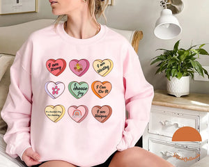 Candy Heart Convestion Valentine Teacher For Women Sweatshirt