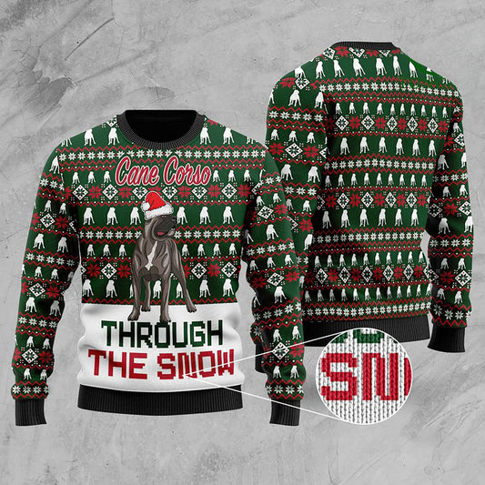 Cane Corso Through The Snow Christmas Ugly Sweater, Christmas Gift, Gift Christmas 2024