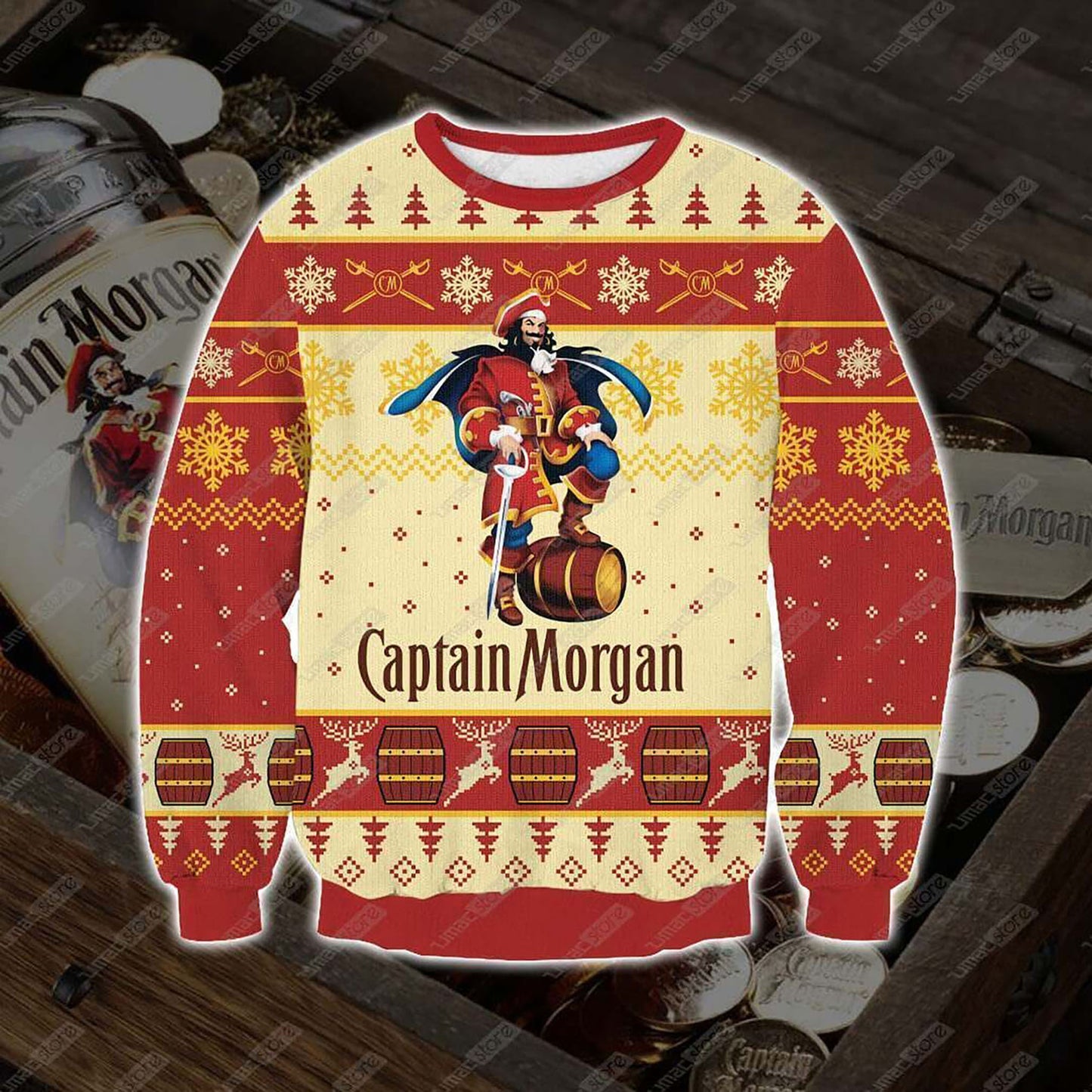 Captain Morgan 3D Print Christmas Sweater, Christmas Ugly Sweater, Christmas Gift, Gift Christmas 2024