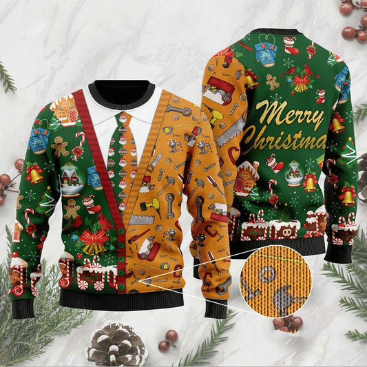 Carpenter Merry Christmas Sweater, Christmas Ugly Sweater, Christmas Gift, Gift Christmas 2024