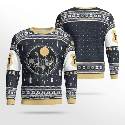Castle Under Night Candle Christmas Ugly Sweater, Christmas Ugly Sweater, Christmas Gift, Gift Christmas 2024