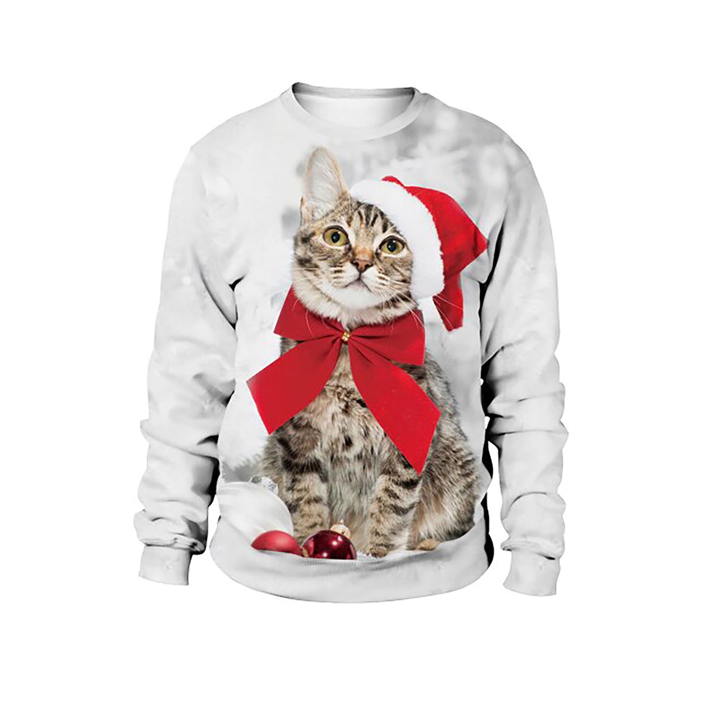 Cat Merry Christmas white Sweater, Christmas Ugly Sweater, Christmas Gift, Gift Christmas 2024
