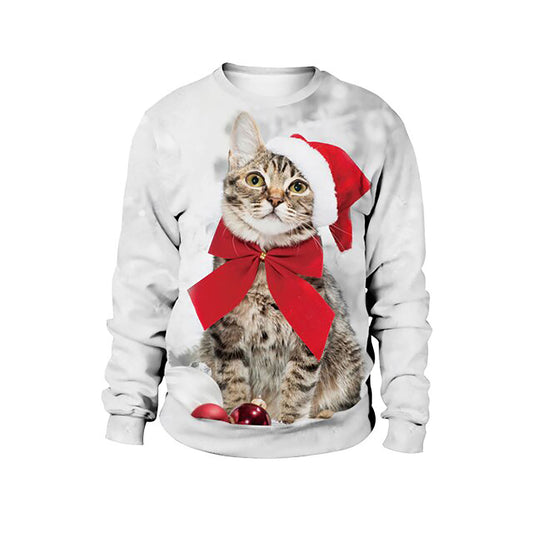 Cat Merry Christmas white Sweater, Christmas Ugly Sweater, Christmas Gift, Gift Christmas 2024