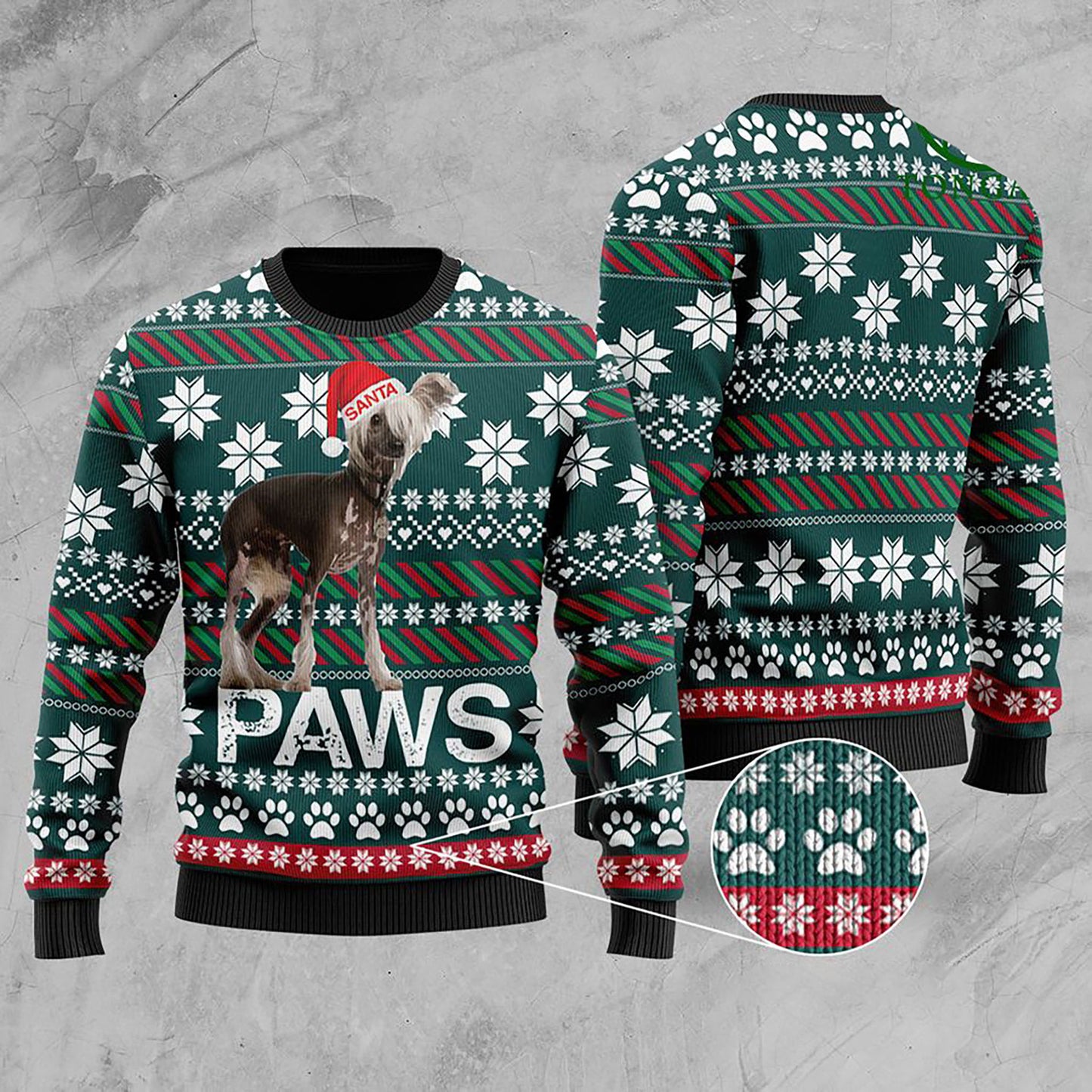 Chinese Crested Santa Printed Christmas Ugly Sweater, Christmas Ugly Sweater, Christmas Gift, Gift Christmas 2024