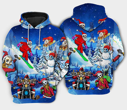 Chrismas With Skull Hoodie 3D Sweater, Christmas Ugly Sweater, Christmas Gift, Gift Christmas 2024