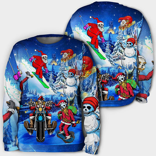 Chrismas With Skull Hoodie 3D Sweater, Christmas Ugly Sweater, Christmas Gift, Gift Christmas 2024