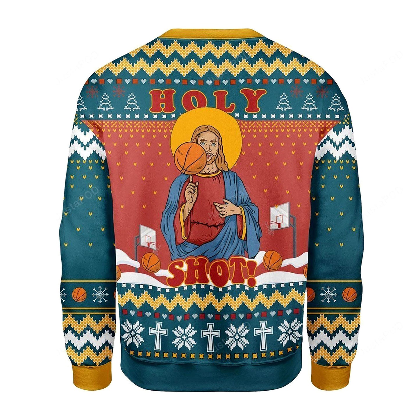 Christ Jesus Holy Shot baseketball Ugly Christmas Sweater, Christmas Ugly Sweater, Christmas Gift, Gift Christmas 2024