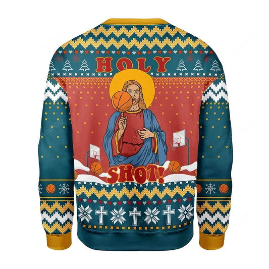 Christ Jesus Holy Shot baseketball Ugly Christmas Sweater, Christmas Ugly Sweater, Christmas Gift, Gift Christmas 2024