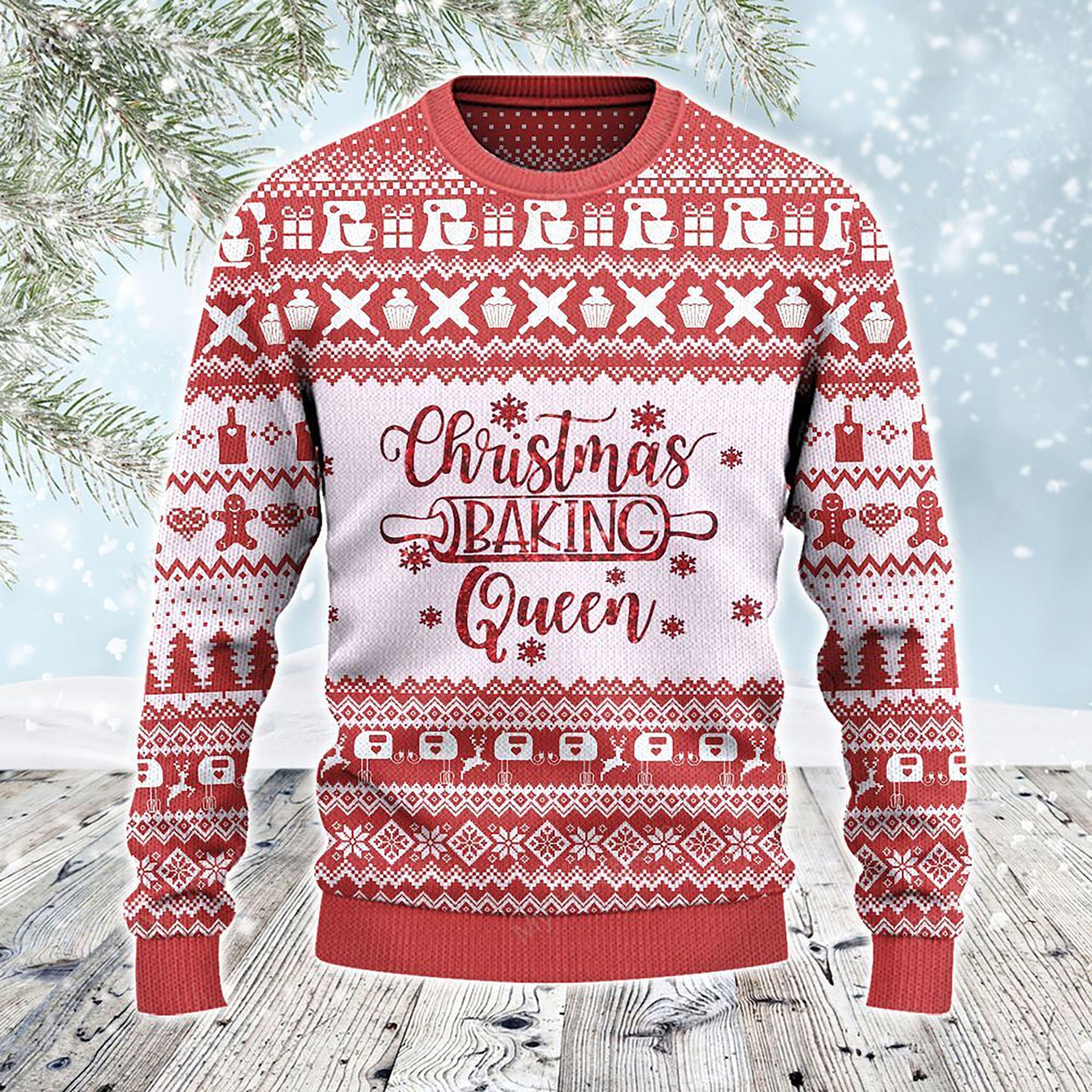 Christmas Baking Queen Baker Gift All Over Print Sweater, Christmas Ugly Sweater, Christmas Gift, Gift Christmas 2024