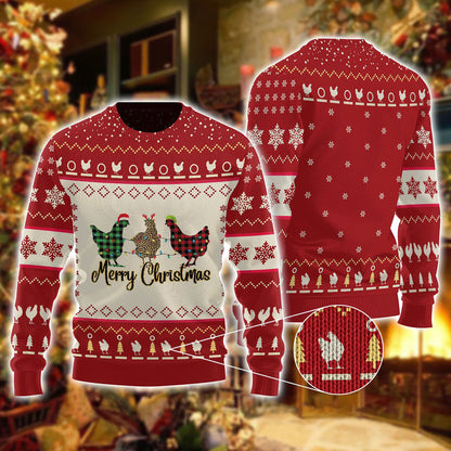 Christmas Chicken Red Ugly Sweater, Christmas Ugly Sweater, Christmas Gift, Gift Christmas 2024