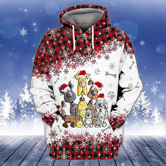 Christmas Dogs Lover White and Red Hoodie, Christmas Ugly Sweater, Christmas Gift, Gift Christmas 2024